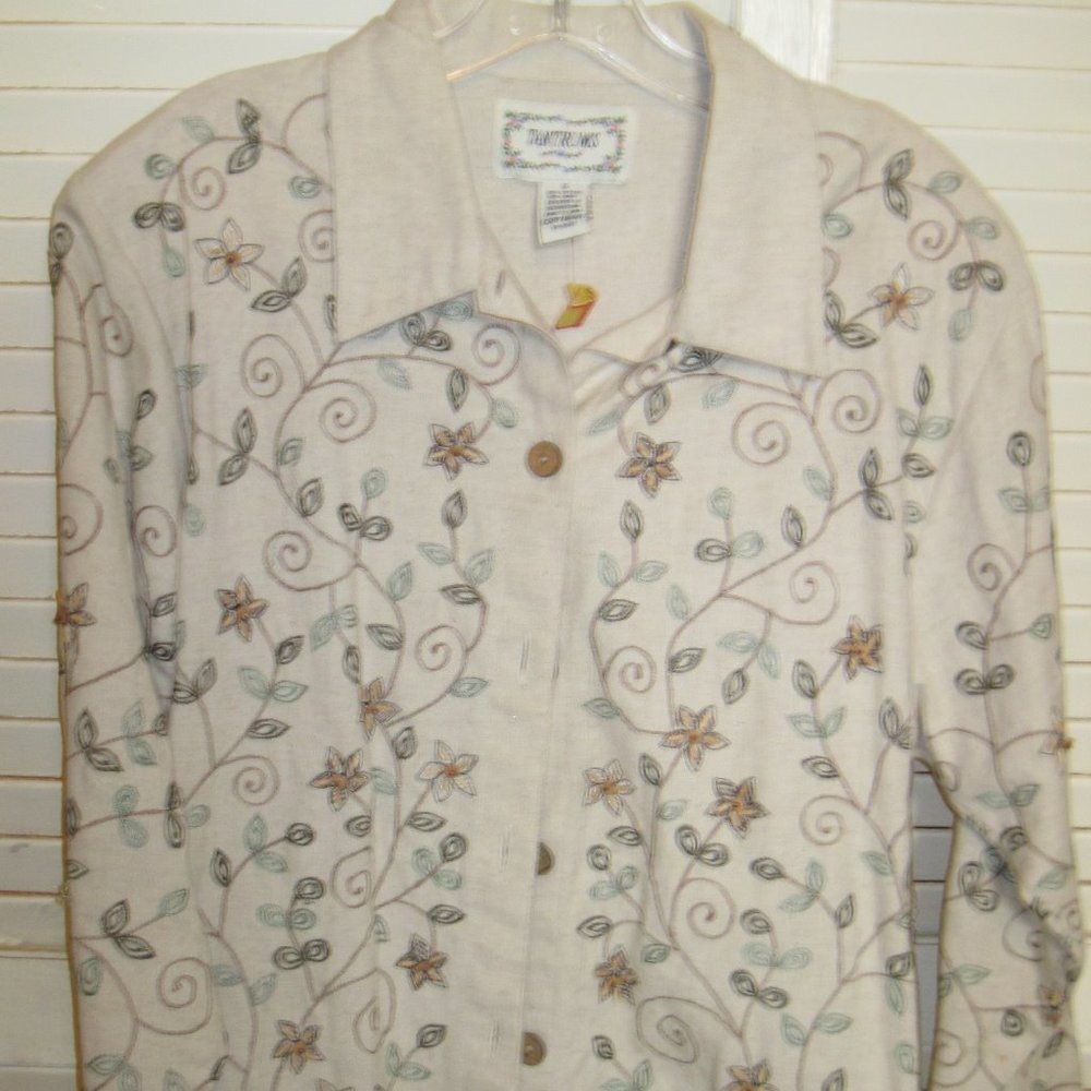 TANTRUM BEIGE EMBRODERED BLAZER SHIRT SMALL